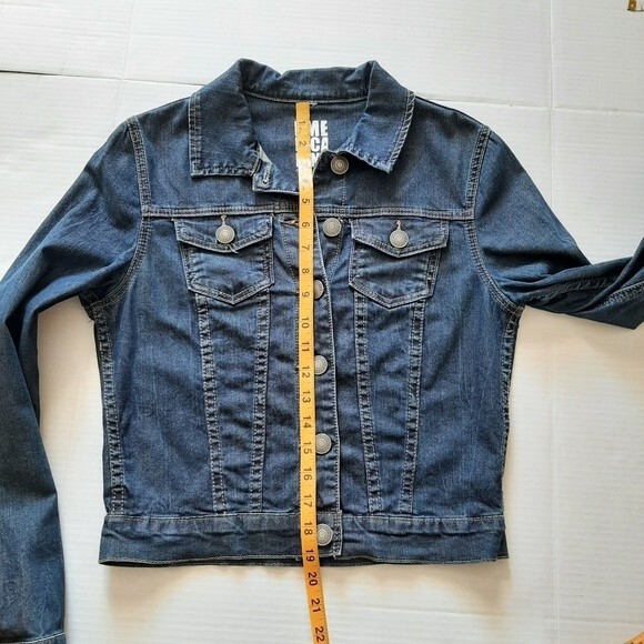 Americanino Blue Denim Jean Jacket Trucker Stretchy Cotton Elastane Size S - Picture 7 of 14